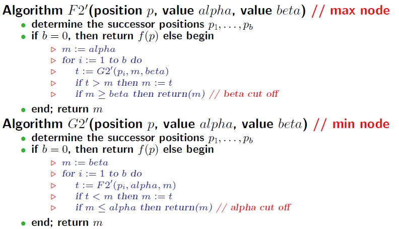 alpha-beta cut off Algorithm